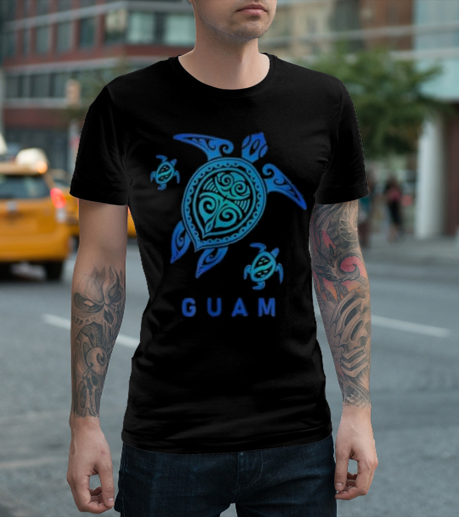 Guam Tribal Turtle Sea Blue T-Shirt