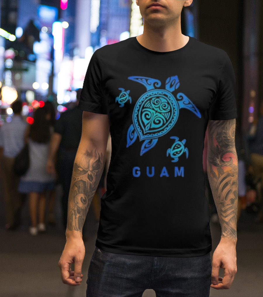 Guam Tribal Turtle Sea Blue T-Shirt