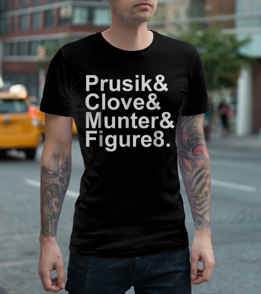 Prusik Clove Munter Figure8 Rock Climbing Helvetica T-Shirt