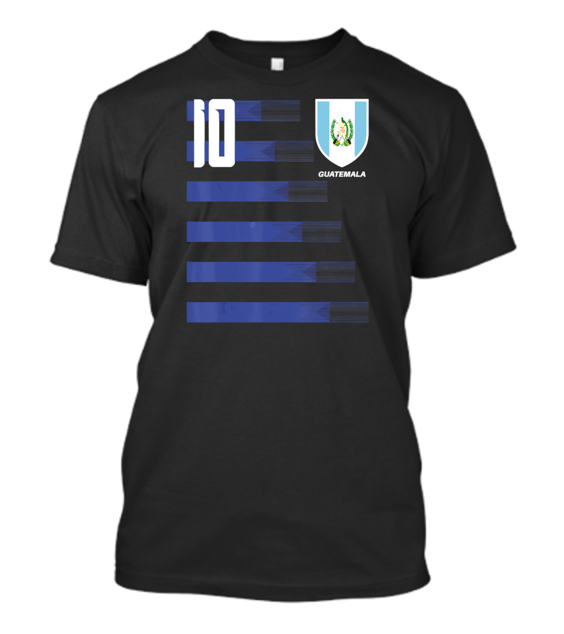 Guatemala Guatemalteco Futbol Soccer Number 10 Shield Blue Stripes T-Shirt