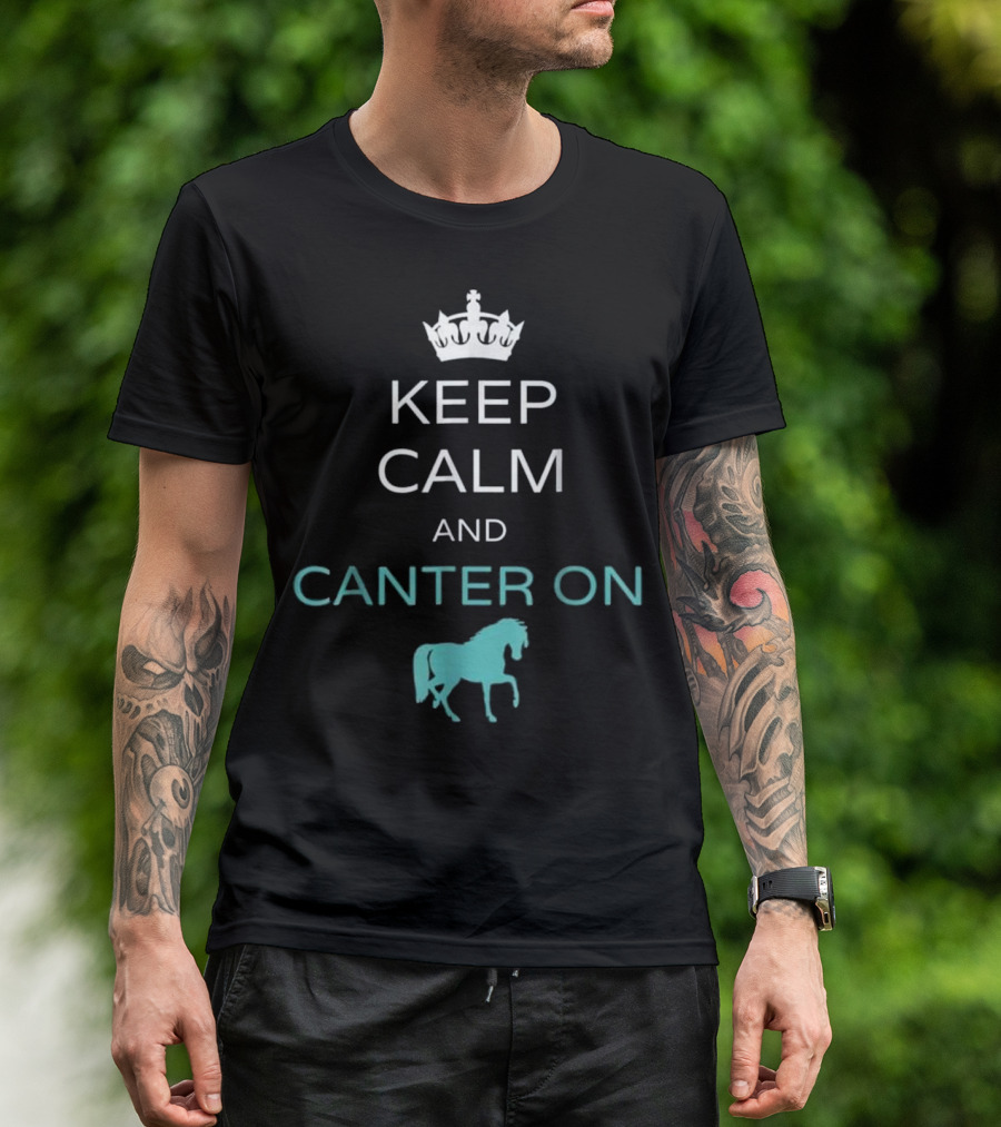 Keep Calm And Canter On Horseback Riding Hor Iconic Crown Horse T-Shirt