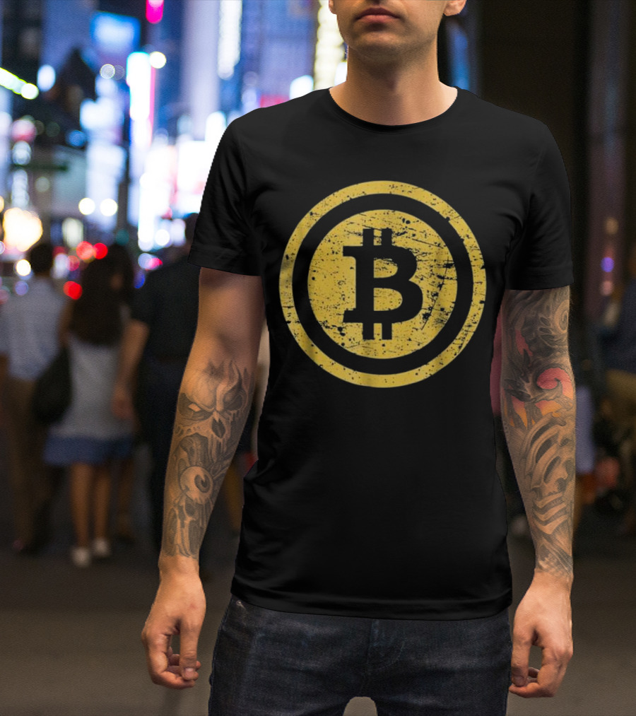 Bitcoin Logo Vintage Gold HODL Cryptocurrency T-Shirt