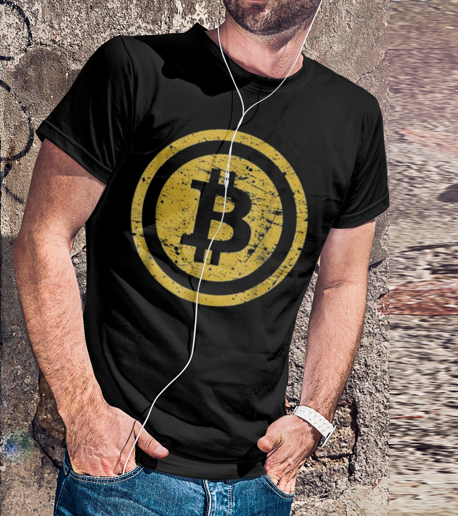 Bitcoin Logo Vintage Gold HODL Cryptocurrency T-Shirt