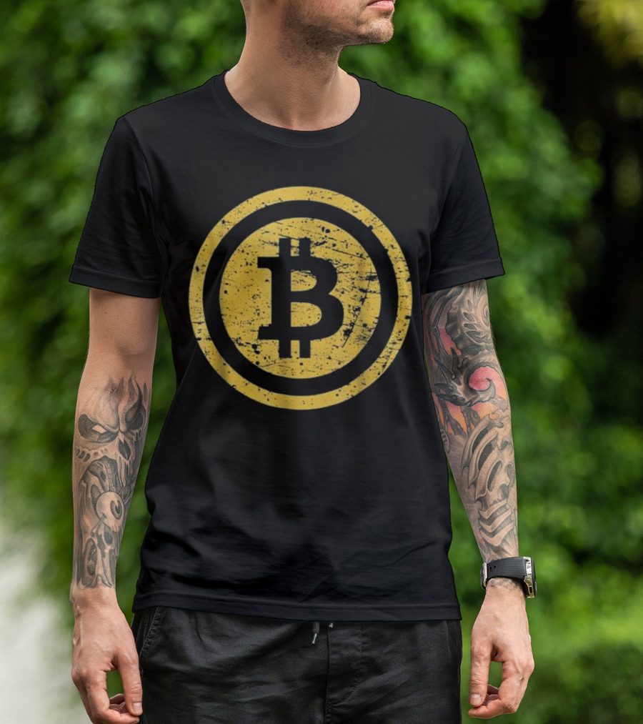 Bitcoin Logo Vintage Gold HODL Cryptocurrency T-Shirt