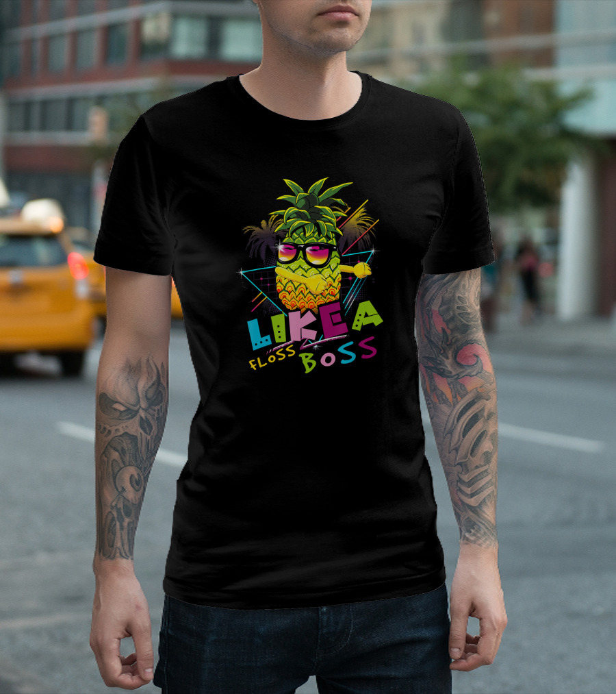 Floss Like A Boss Pineapple Sunglasses Retro Vibes T-Shirt