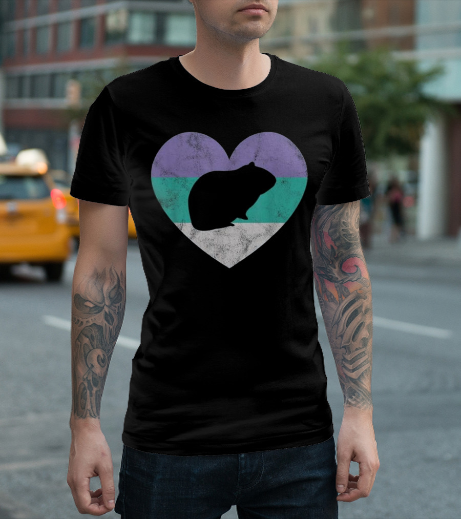Guinea Pig Heart with Purple, Green, and White Stripes T-Shirt