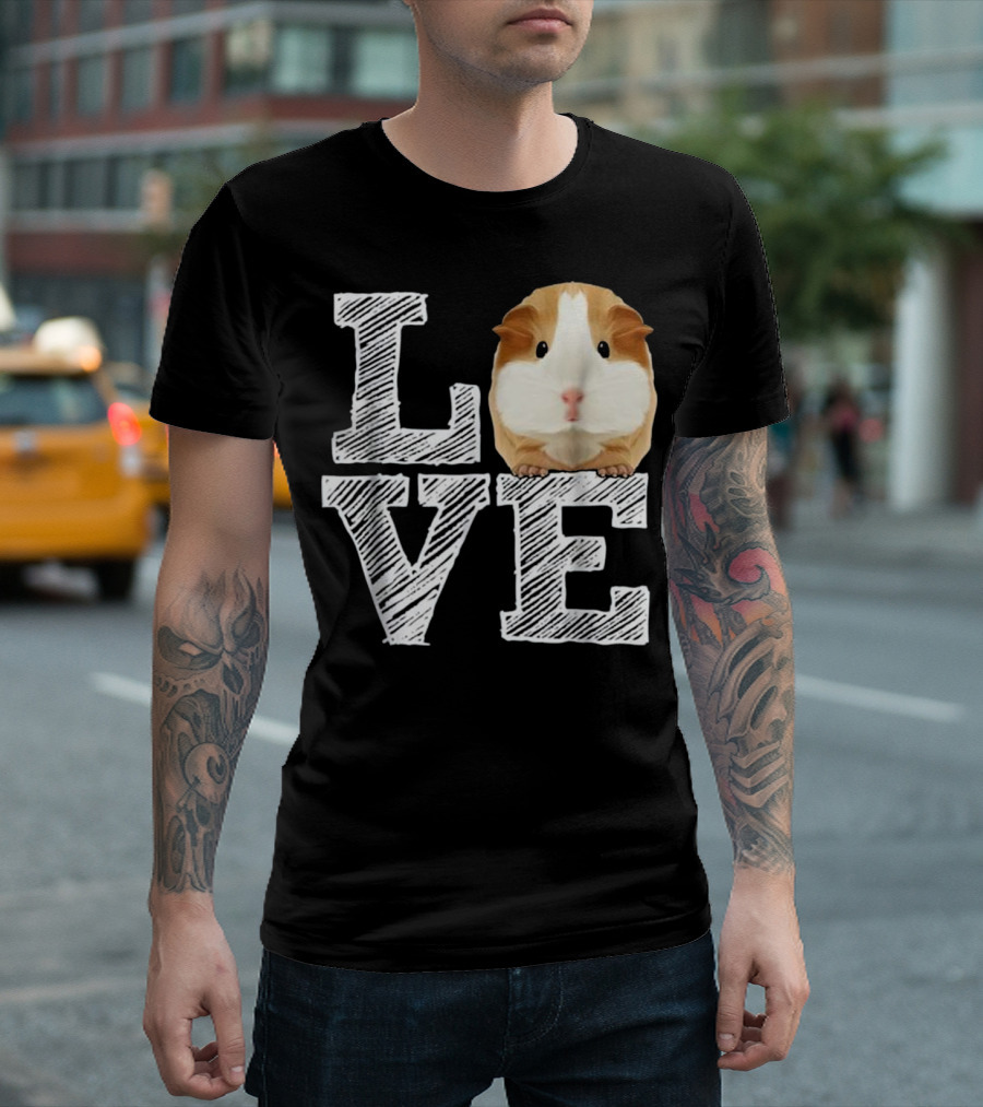 Guinea Pig Love Costume Clo Illustration With Textured 'LOVE' T-Shirt