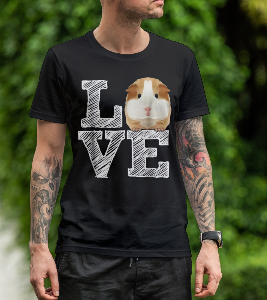 Guinea Pig Love Costume Clo Illustration With Textured 'LOVE' T-Shirt