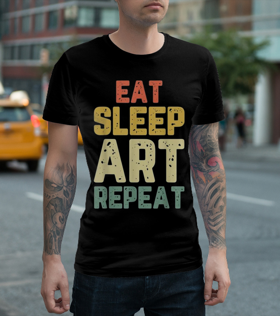 Eat Sleep Art Repeat Artist Retro T-Shirt