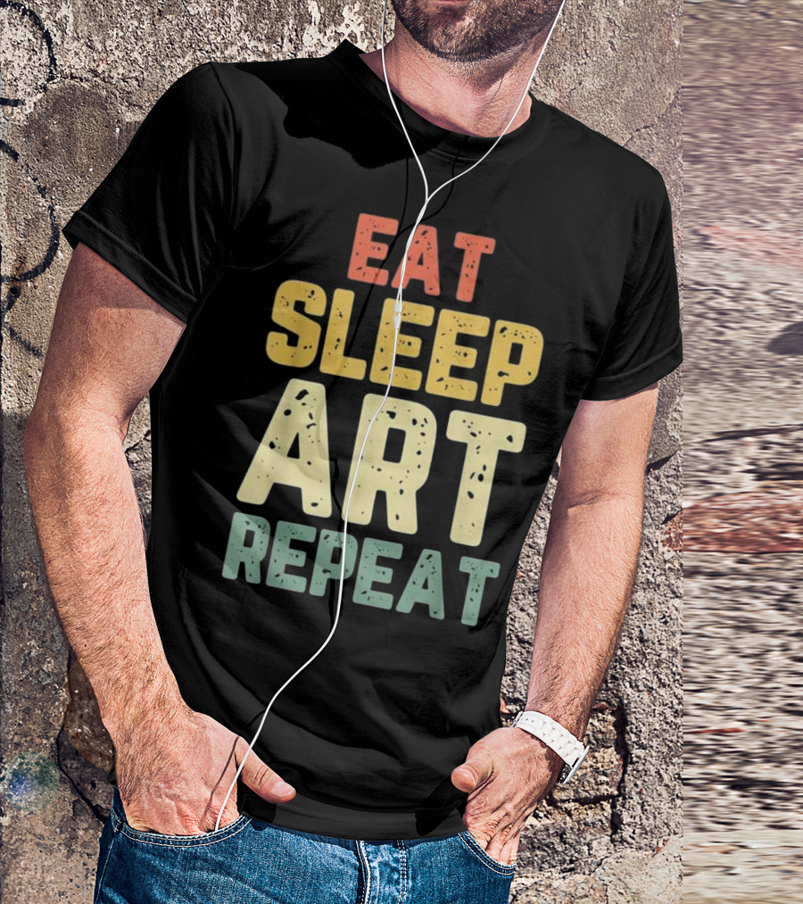 Eat Sleep Art Repeat Artist Retro T-Shirt