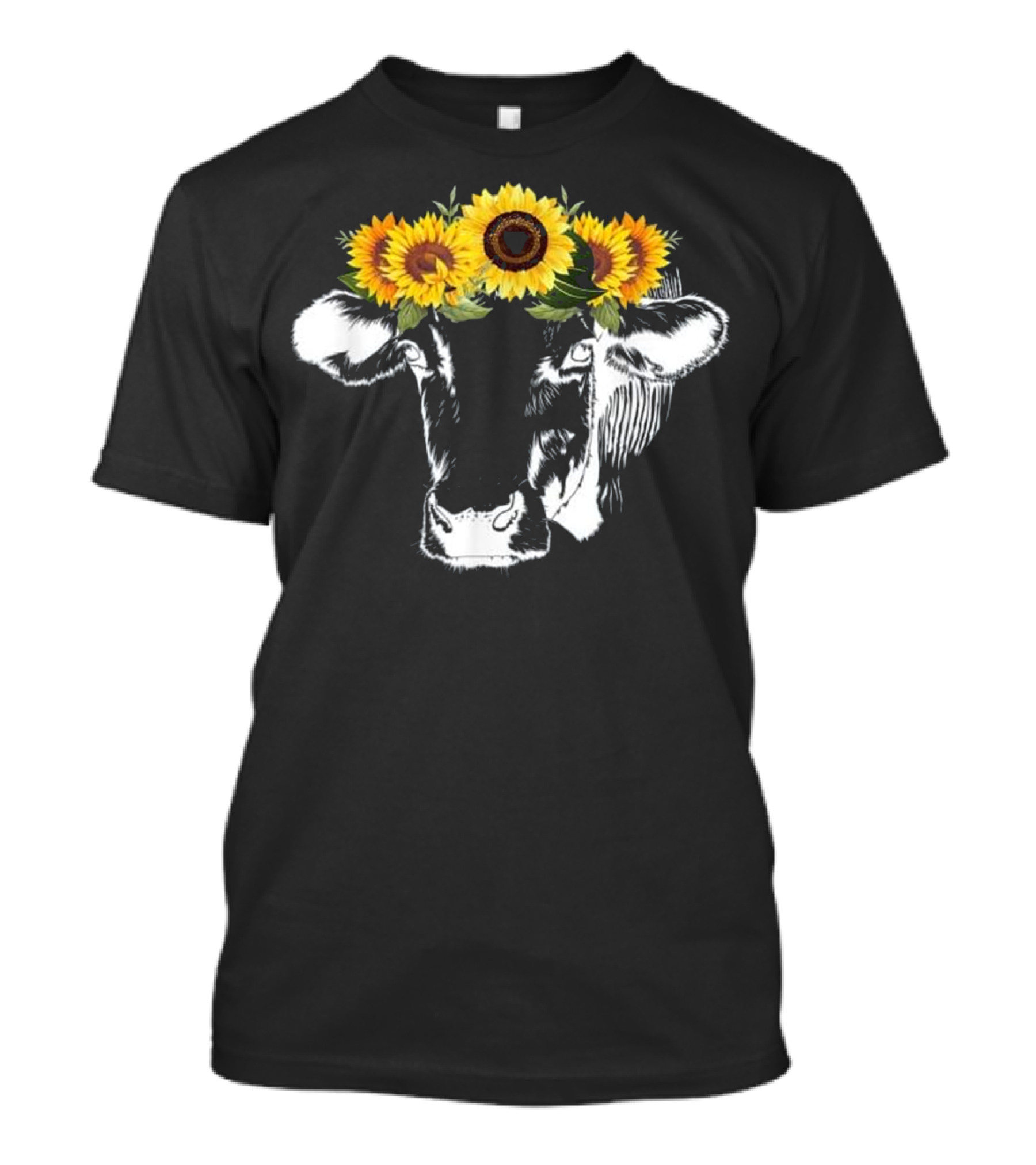 Cow Sunflower Floral Crown Cow Lover T-Shirt