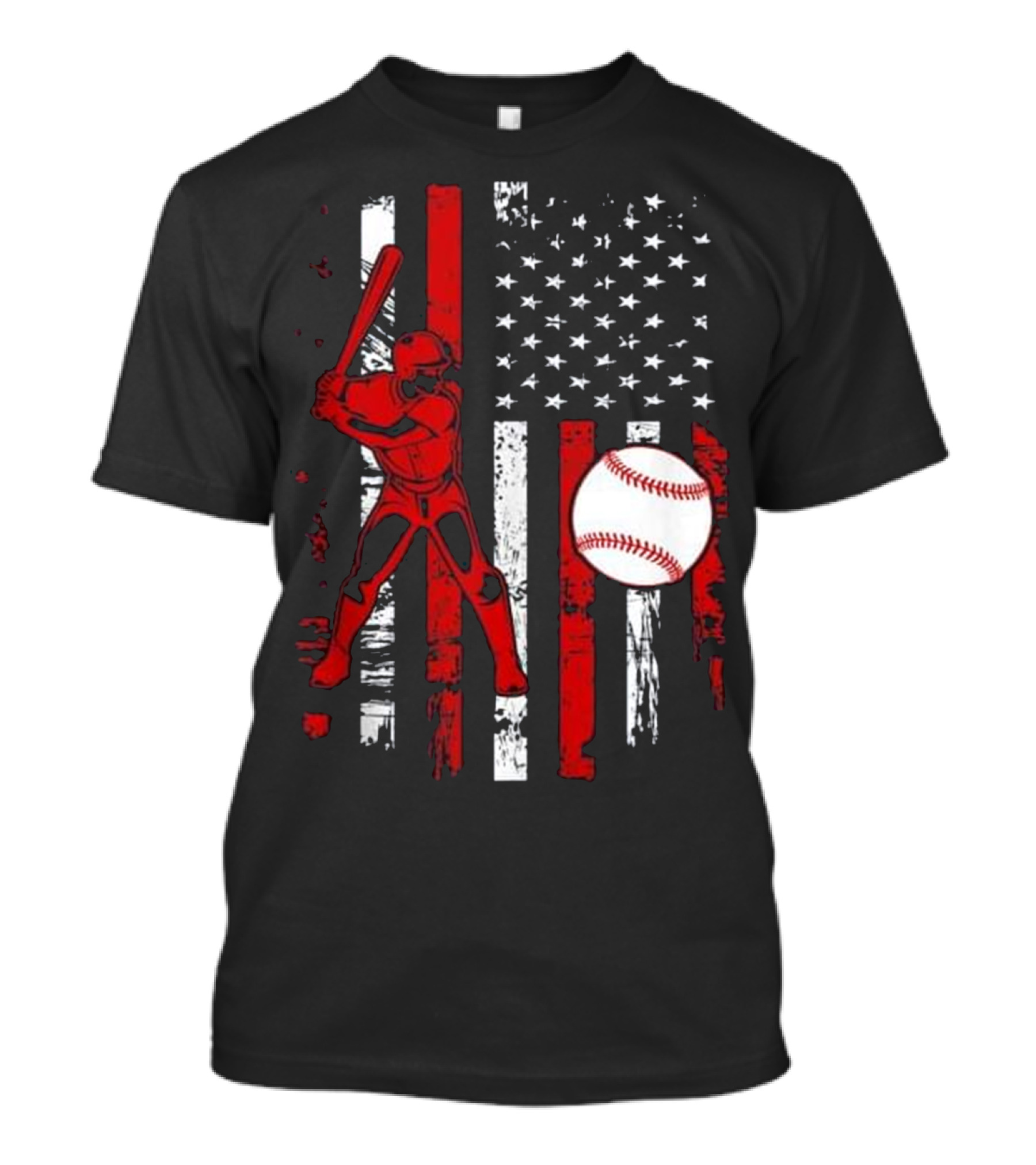 American Flag Baseball Batter Patriotic Sport T-Shirt