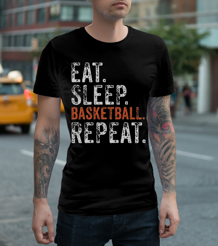 Eat Sleep Basketball Repeat Sport Game Player Routine T-Shirt