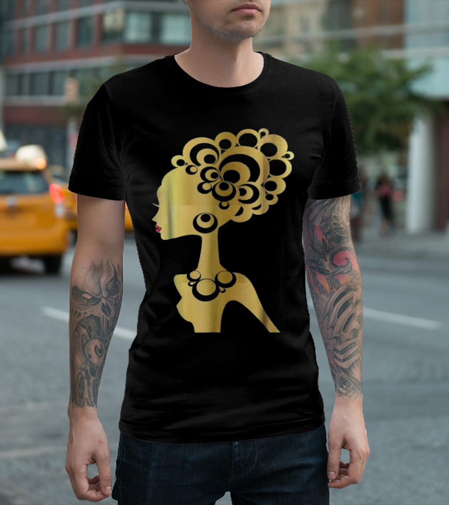 Black Girl Magic Gold Art Red Lips Diva T-Shirt