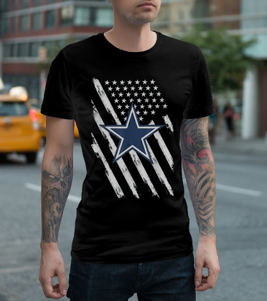 Cowboys Football Dallas Fans USA Flag Star T-Shirt