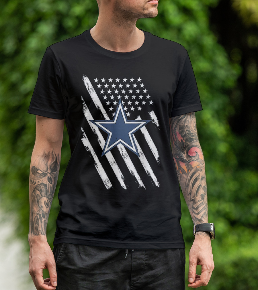 Cowboys Football Dallas Fans USA Flag Star T-Shirt