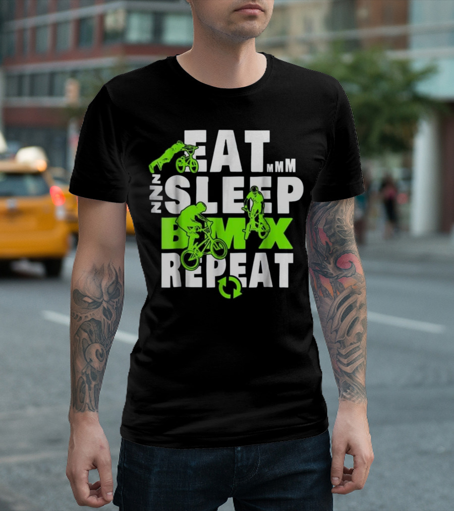 Eat Sleep BMX Repeat Funny Bicycle Stunt Icons ZZZ Mmm T-Shirt