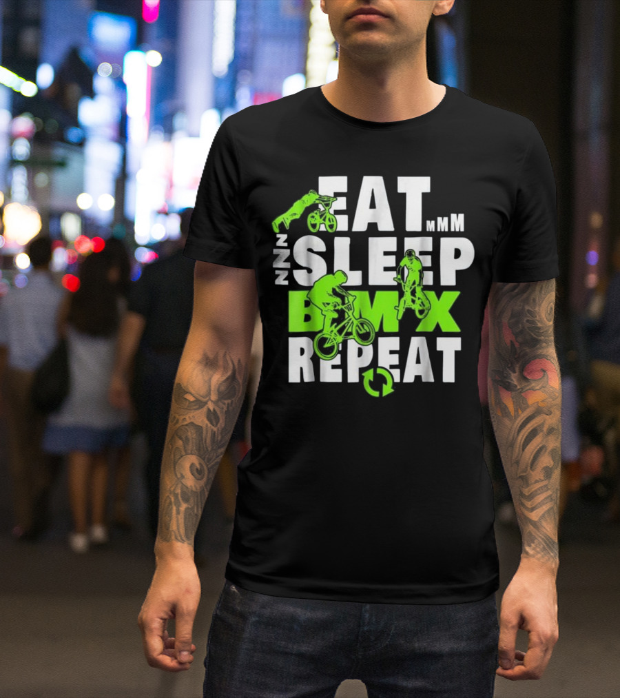Eat Sleep BMX Repeat Funny Bicycle Stunt Icons ZZZ Mmm T-Shirt