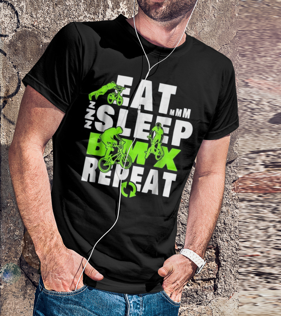 Eat Sleep BMX Repeat Funny Bicycle Stunt Icons ZZZ Mmm T-Shirt