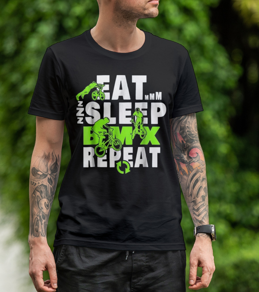 Eat Sleep BMX Repeat Funny Bicycle Stunt Icons ZZZ Mmm T-Shirt