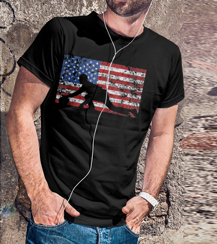 American Flag Curling USA Gift T-Shirt