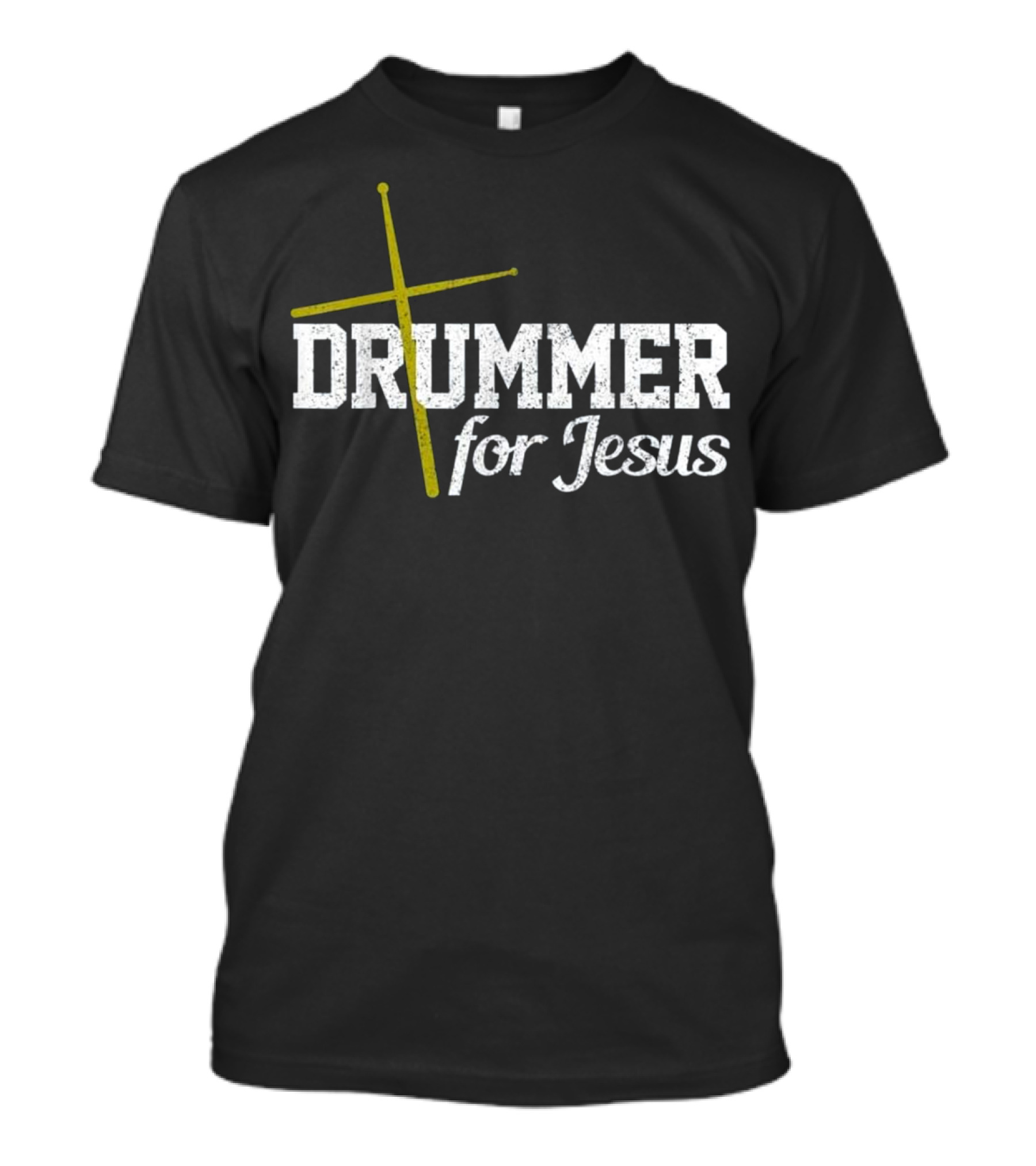 Mens Drummer For Jesus Cross Christian T-Shirt