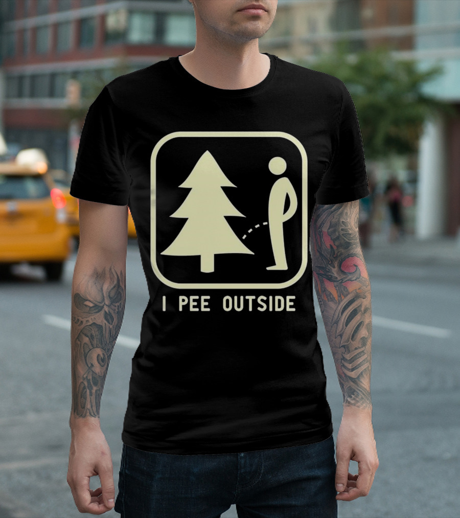 I Pee Outside Sign Funny Camping Hiking T-Shirt