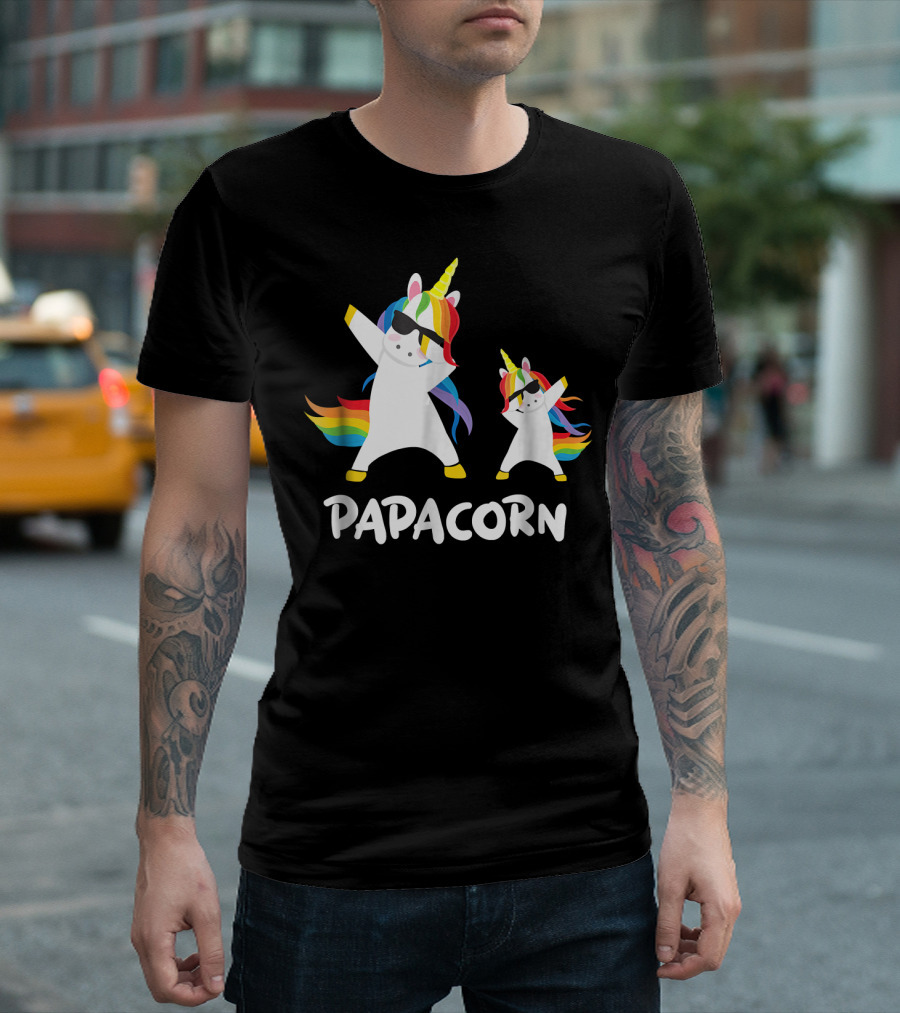 Papacorn Funny Grandpa Dad Unicorn with Sunglasses Dabbing T-Shirt