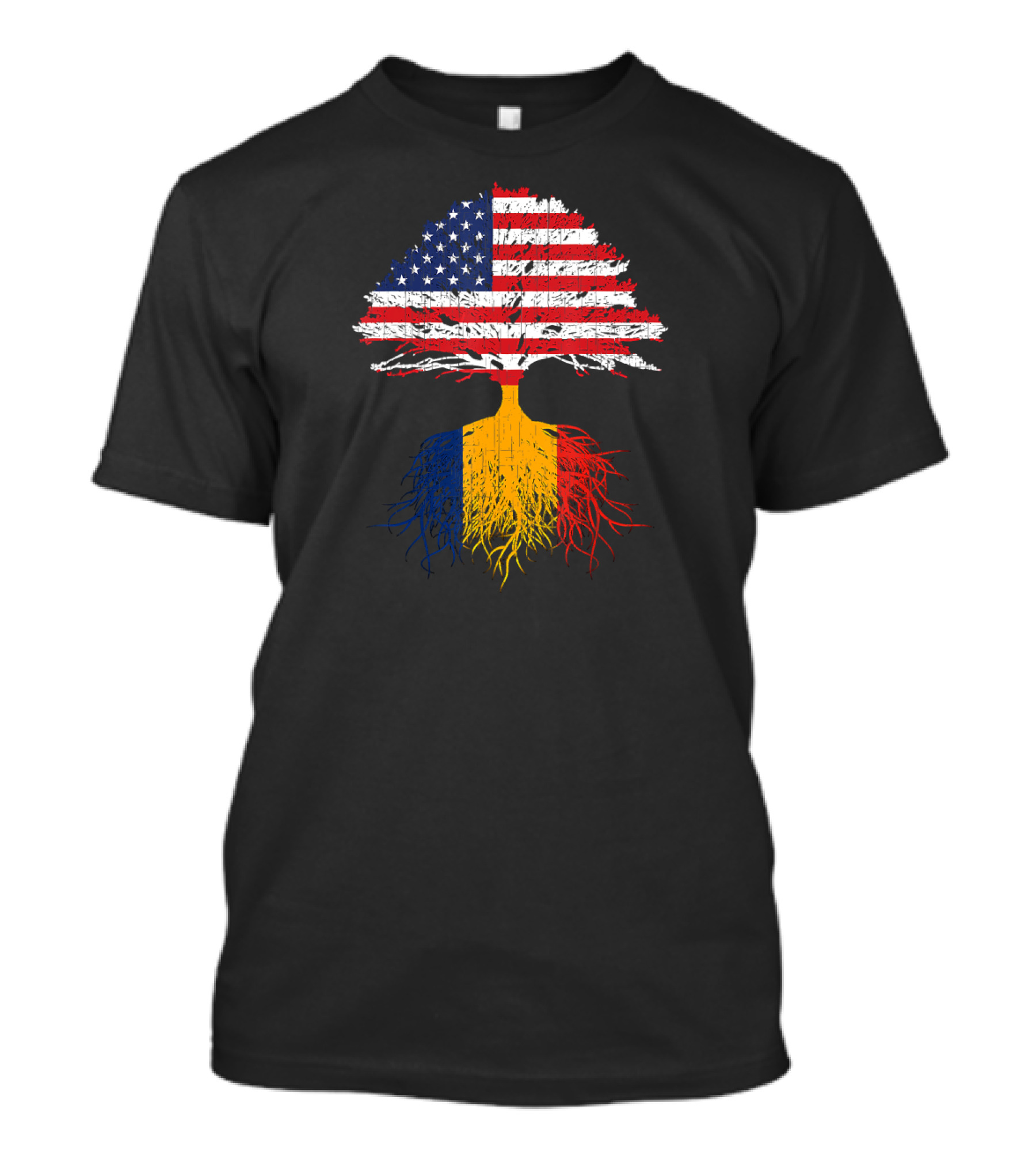 Romanian Roots American Grown Romania Flag Tree T-Shirt