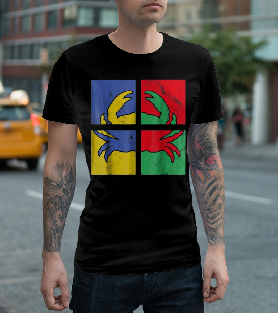 Crab Pop Art Carbs Love Owne Colorful Quadrant T-Shirt