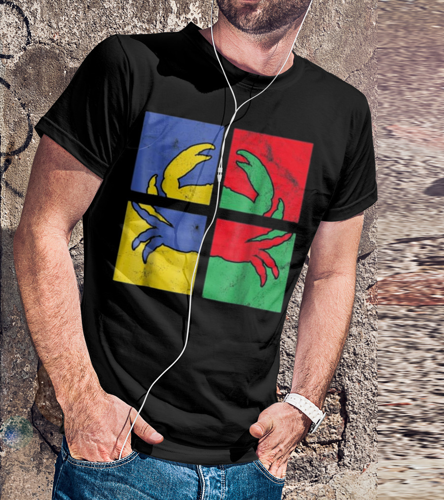 Crab Pop Art Carbs Love Owne Colorful Quadrant T-Shirt