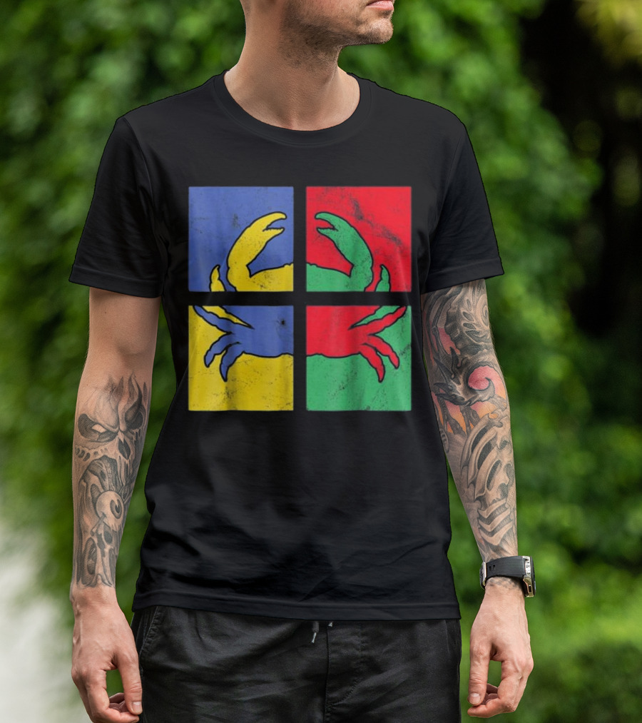Crab Pop Art Carbs Love Owne Colorful Quadrant T-Shirt