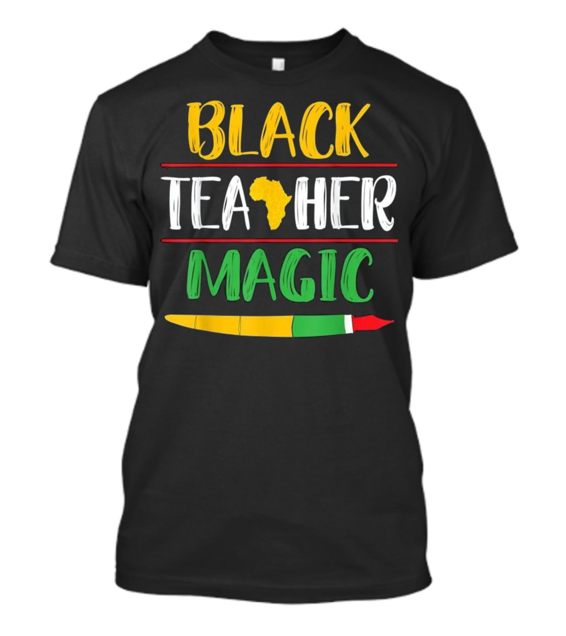 Black Teacher Magic Africa Brush Colors T-Shirt