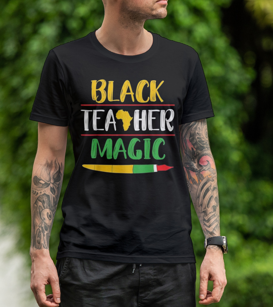 Black Teacher Magic Africa Brush Colors T-Shirt