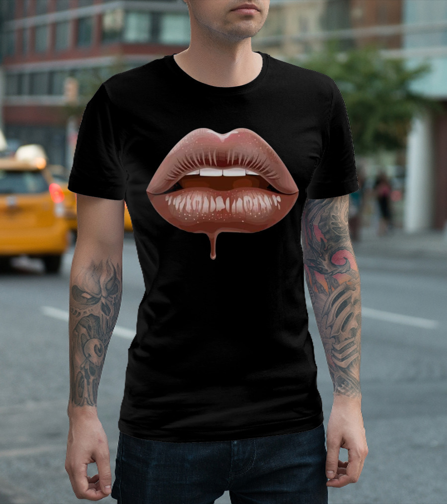 Rose Gold Glossy Lips Dripping Kiss T-Shirt