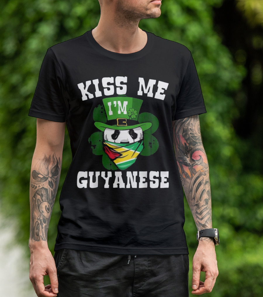 Kiss Me I'm Guyanese Flag Bandana Leprechaun T-Shirt
