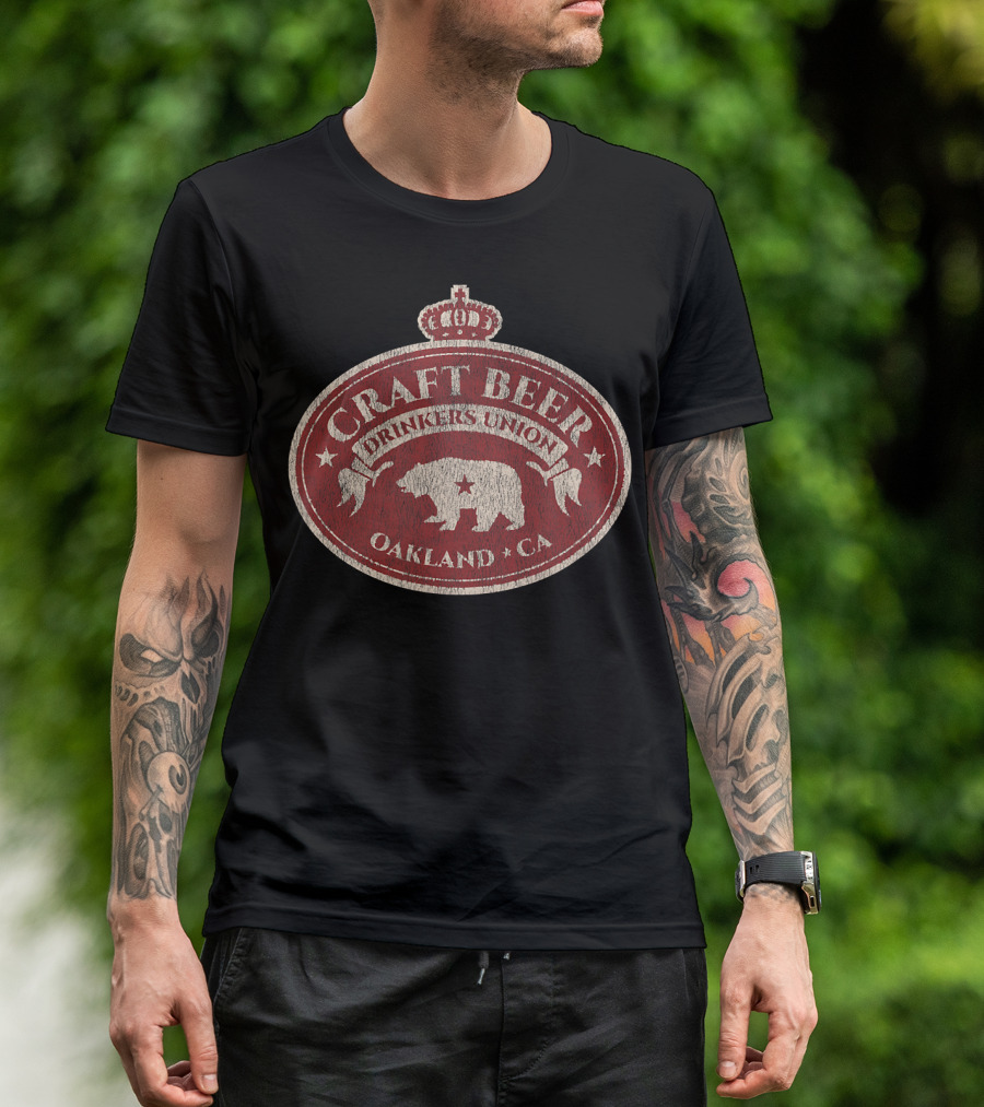 Craft Beer Drinkers Union Oakland CA Bear Emblem T-Shirt