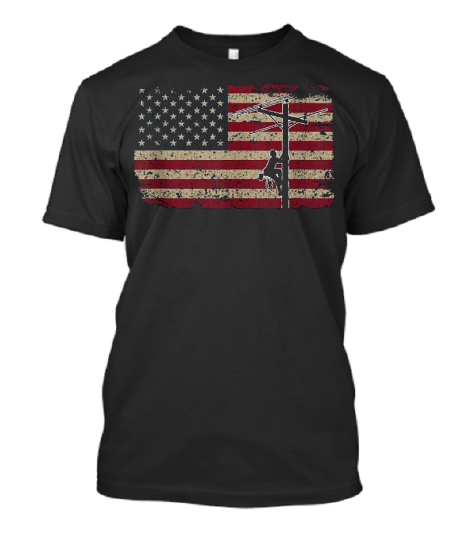 American Flag Lineman Patriotic Electrician Worker T-Shirt
