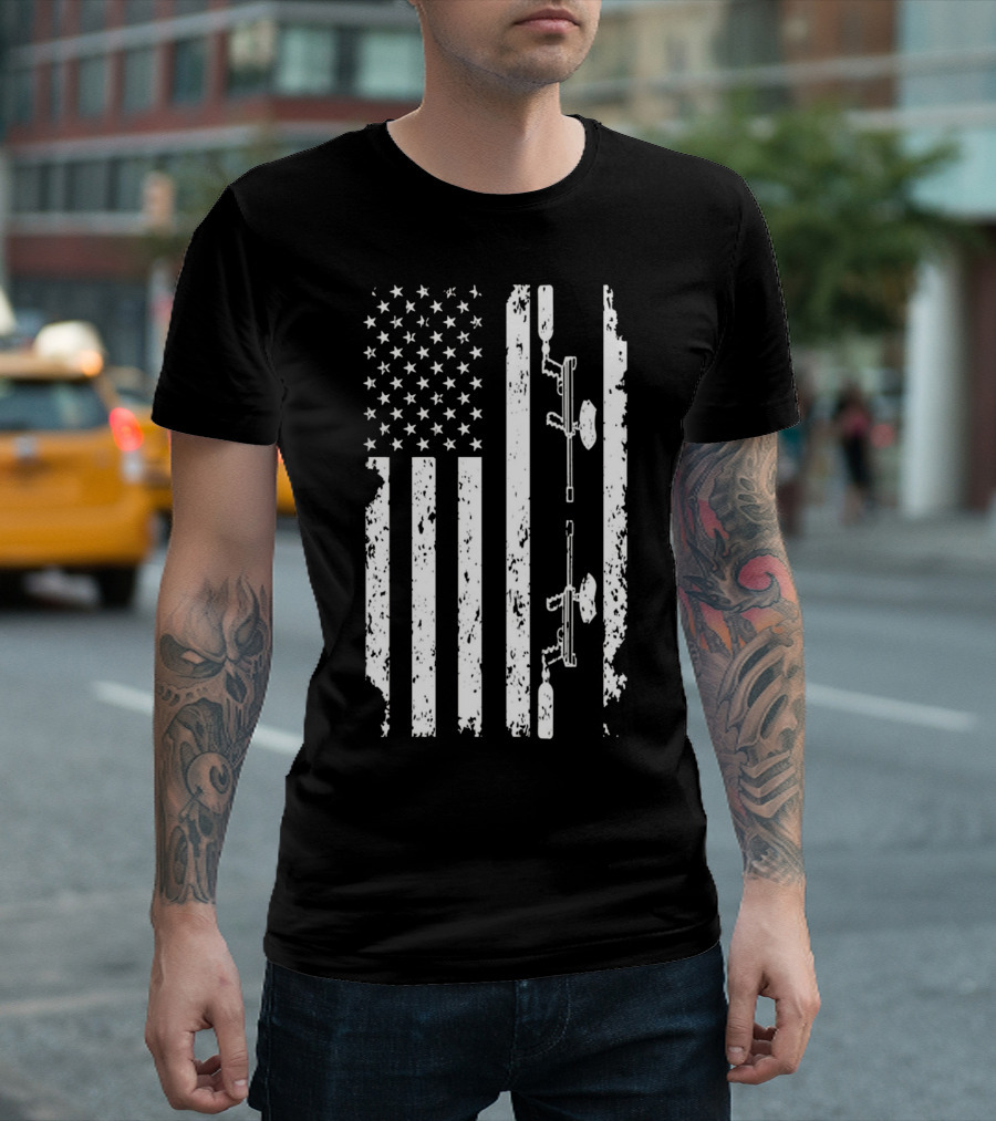 American Flag Paintball USA Grunge T-Shirt