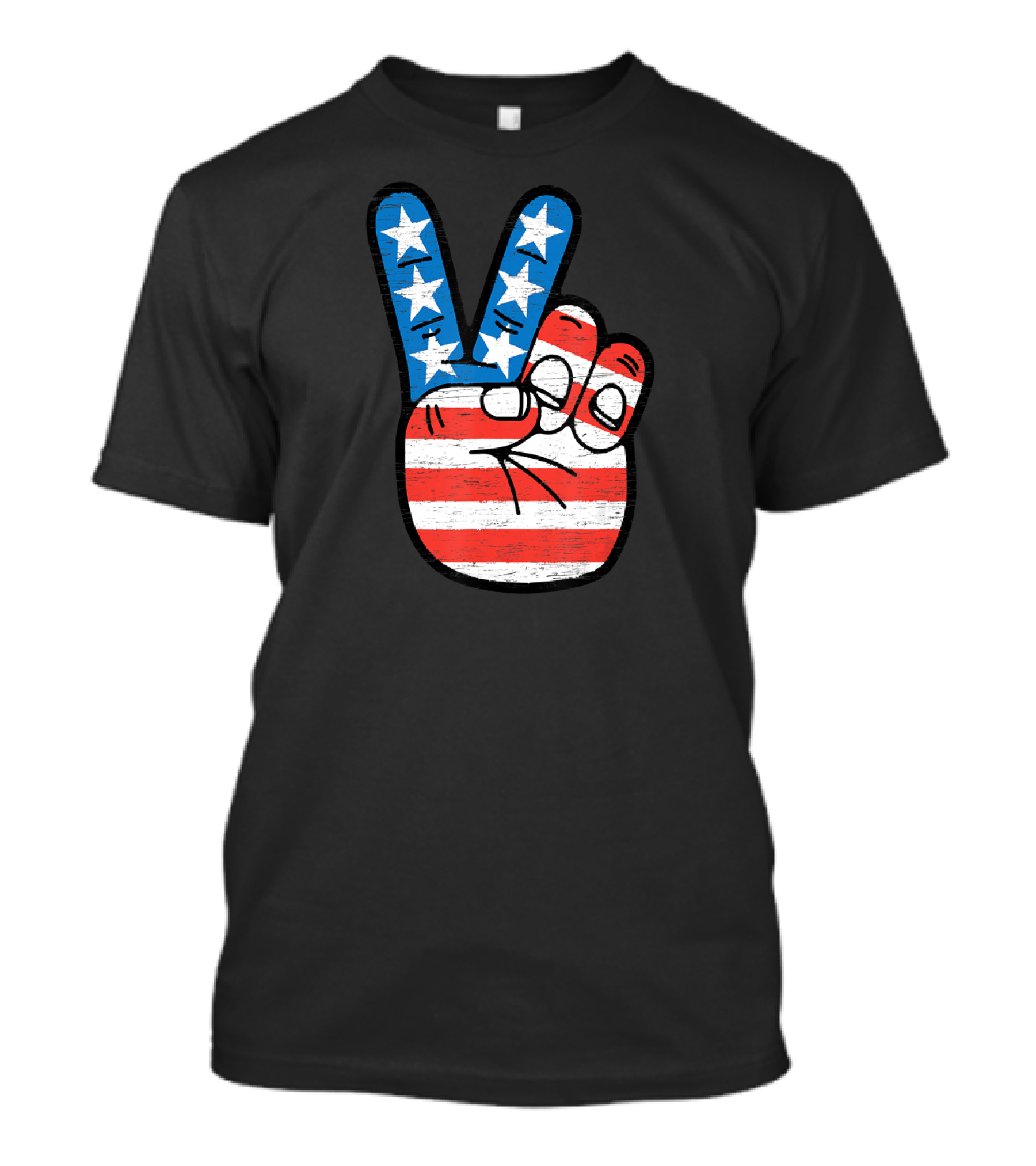American Flag Peace Sign Hand Fourth Of July T-Shirt