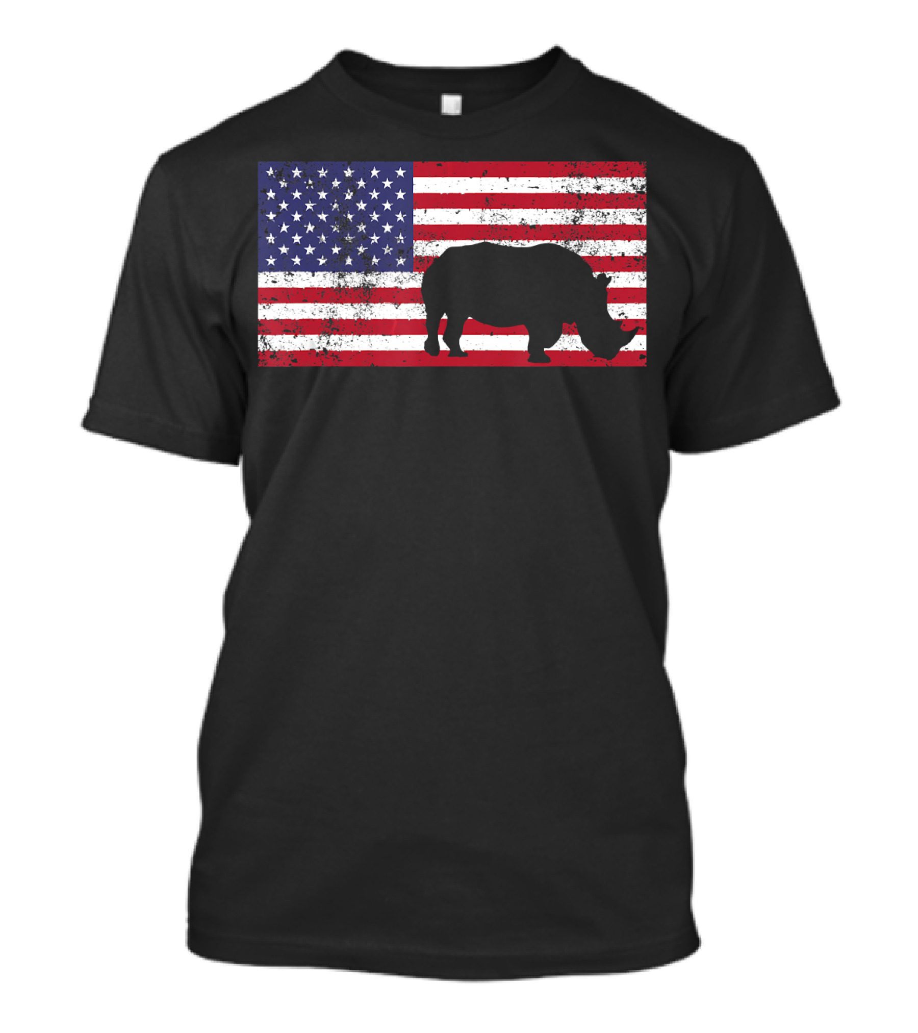 American Flag Rhino July 4th Conservation R Wildlife Independence Day T-Shirt