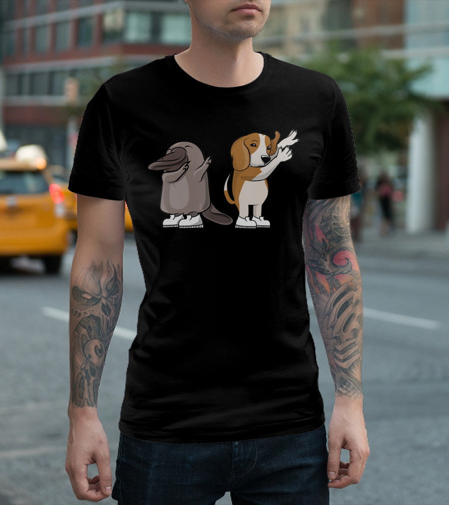Platypus and Beagle Dabbing Dab A Dance Moves in Sneakers T-Shirt