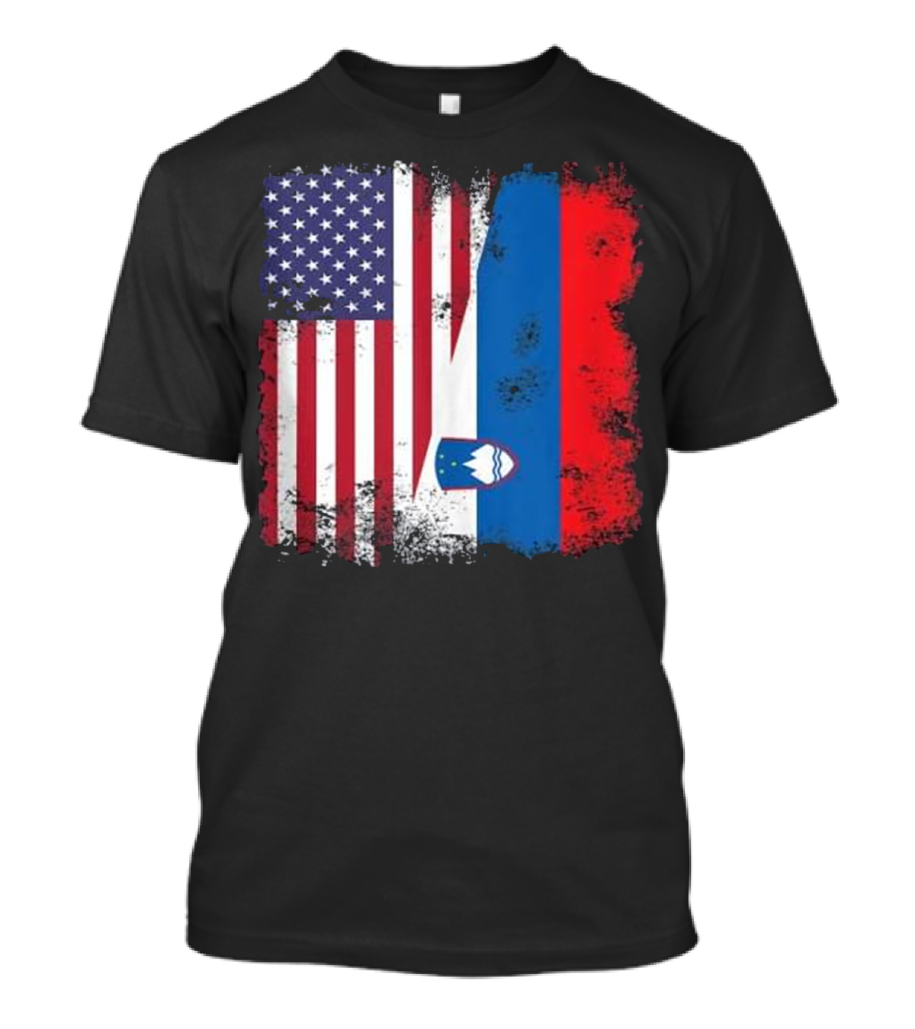 Half Slovene Slovenian American Flag T-Shirt