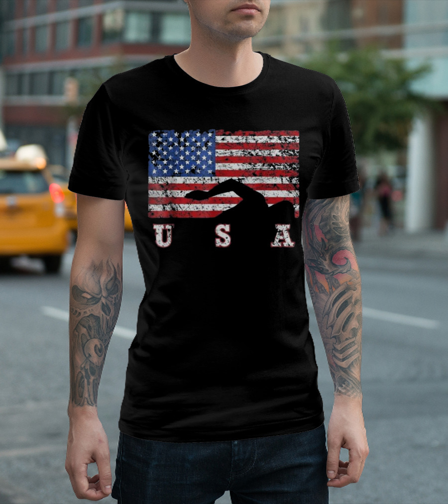 USA Swimming American Flag T-Shirt