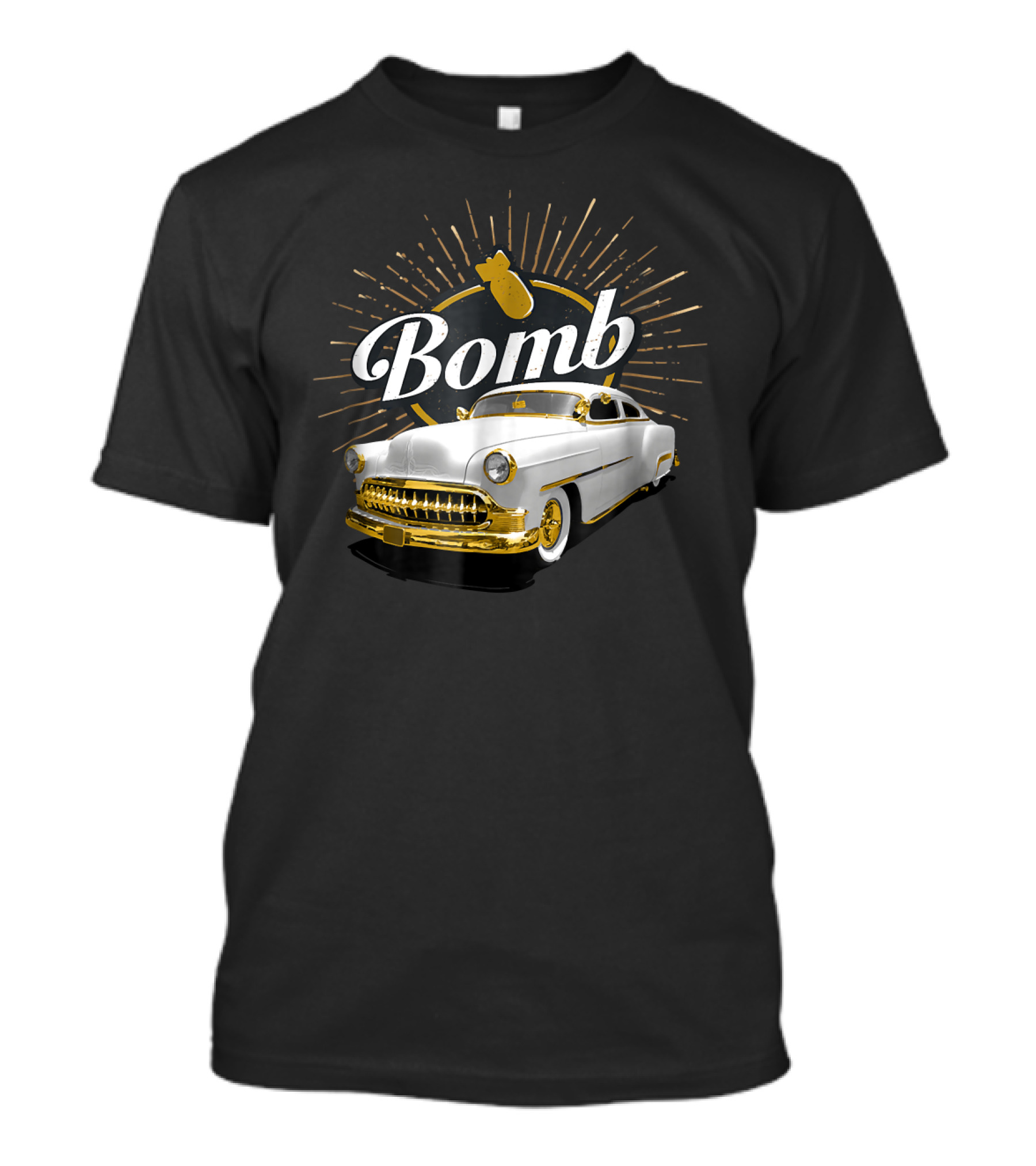 Bomb Low Rider Car With Golden Detailing For Men T-Shirt