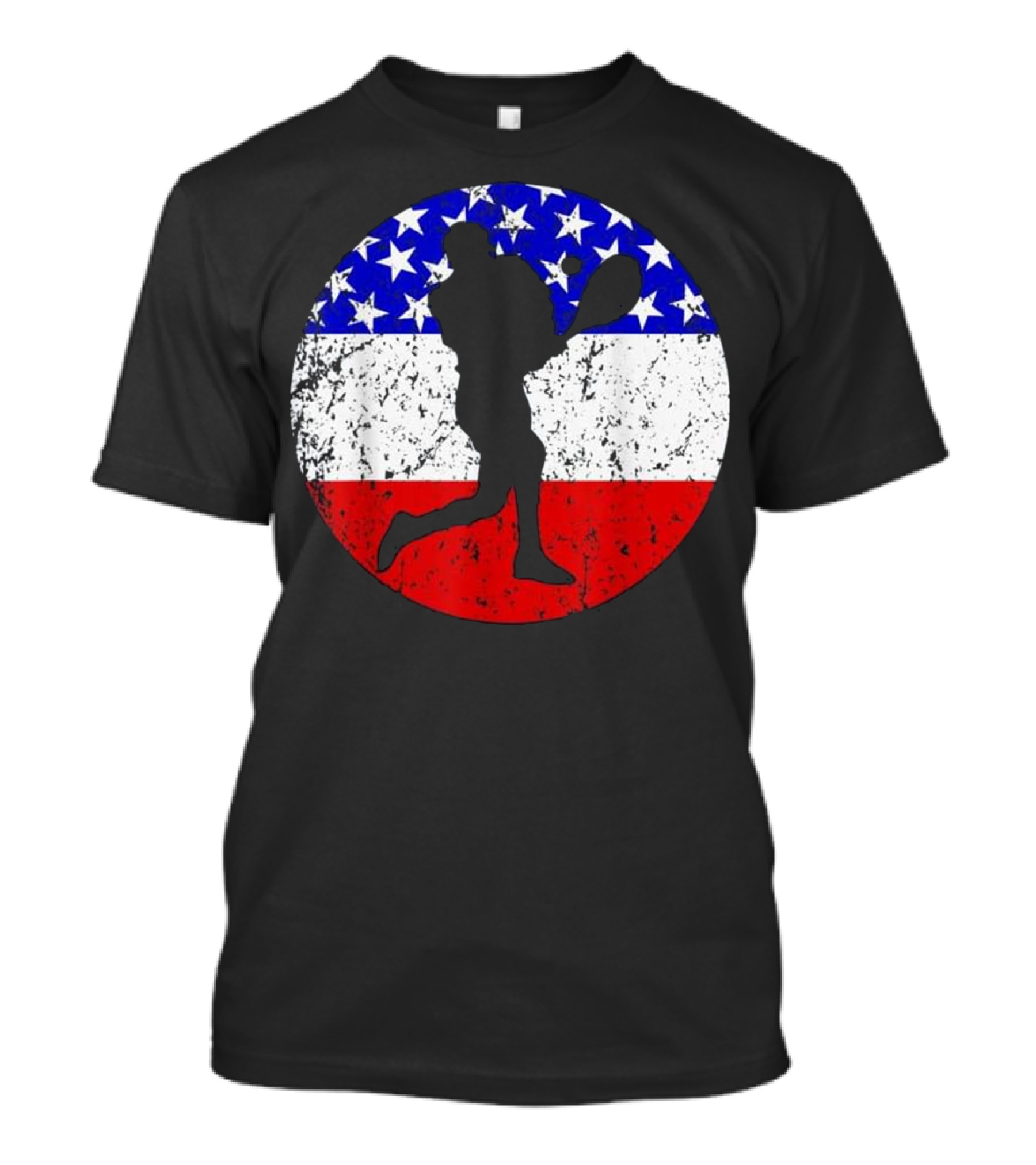 American Flag Vintage Retro Tennis Player T-Shirt