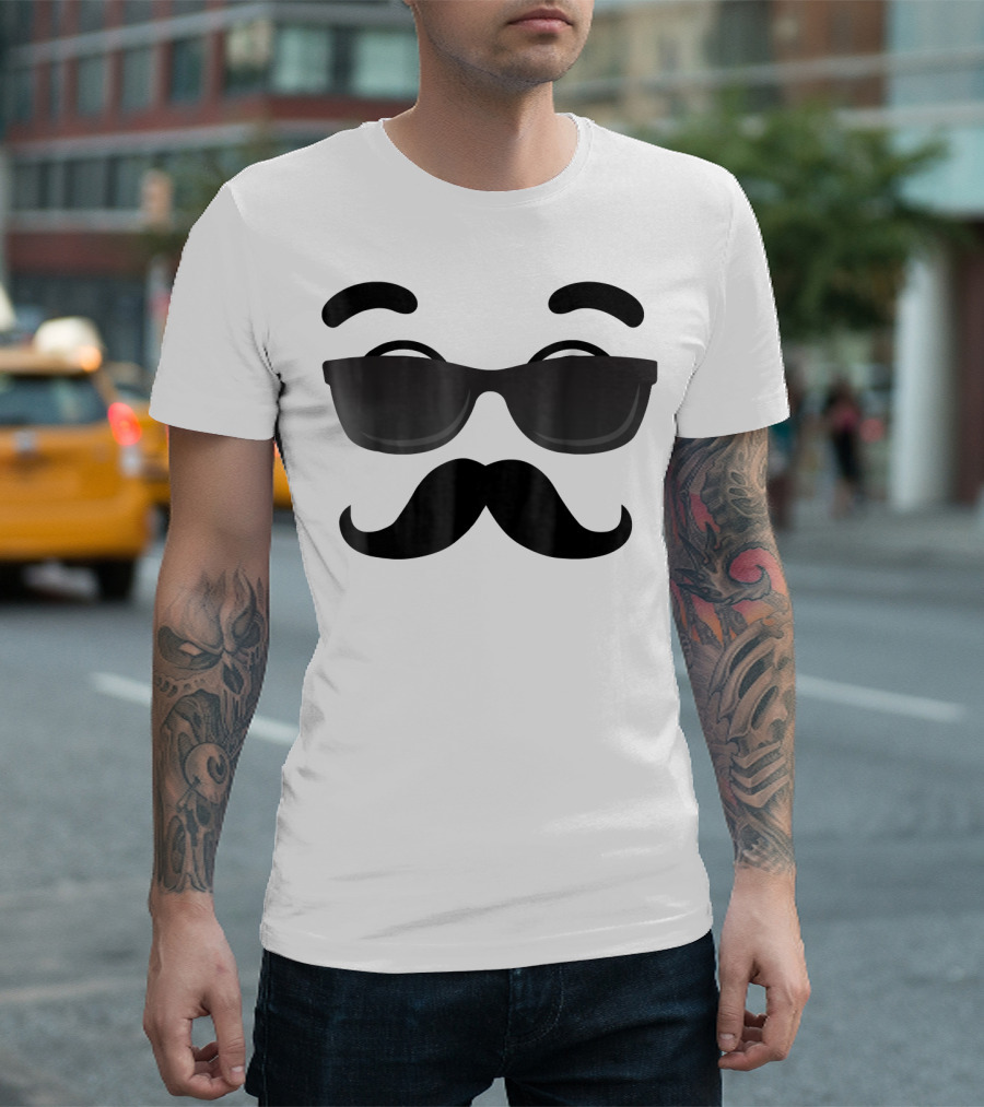Halloween Emojis Costume Emoticon Moustache Glasses T-Shirt