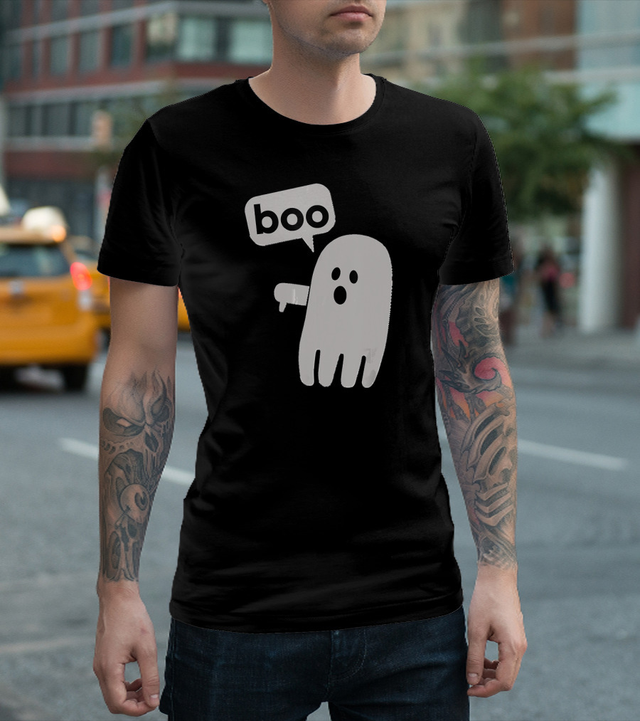 Boo Ghost With Thumbs Down Funny Halloween T-Shirt