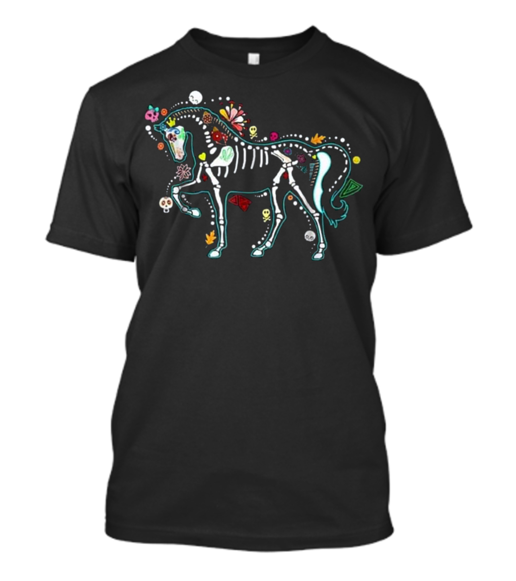 Day Of The Dead Colorful Skeleton Horse Halloween T-Shirt
