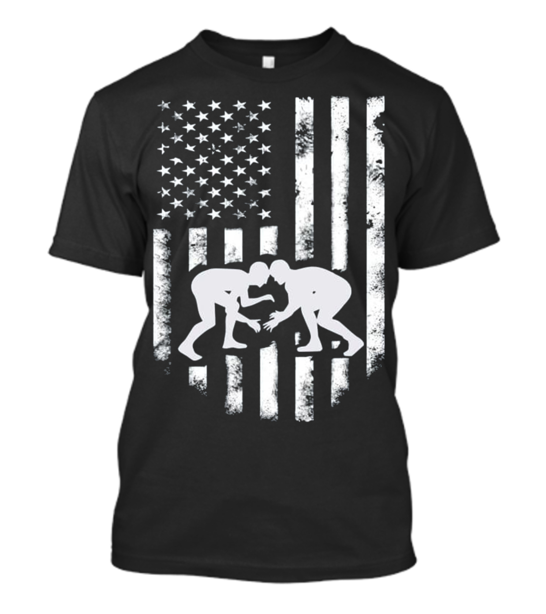 American Flag Distressed Wrestling Iconic T-Shirt
